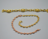 Bronzoro Anchor Chain Link Bracelet Set Gold Rose Tone Metal Italy 925 - $58.04