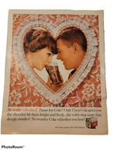 1960 COCA-COLA Couple Enjoying COKE Pink Lace Heart Vintage Print Ad - £9.98 GBP