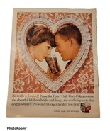 1960 COCA-COLA Couple Enjoying COKE Pink Lace Heart Vintage Print Ad - £10.13 GBP