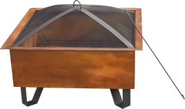 Bond Manufacturing 52119 Boxite 26&quot; Square Wood Burning Steel Fire Pit, Rust - $190.53