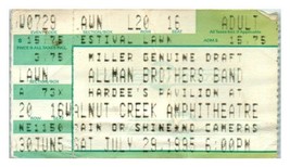 Allman Brothers Bande Concert Ticket Stub Juillet 29 1995 Raleigh Nord C... - £21.50 GBP