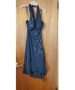WOMENS VINTAGE BLACK BCBG MAXAZRIA SEQUIN SILK COCKTAIL HALTER DRESS - SIZE 10 - $75.00
