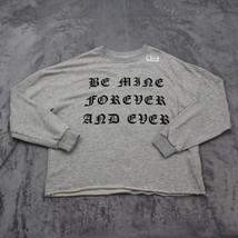 Zara Trafaluc Sweater Women Small Gray Oversized Be Mine Forever &amp; Ever Cut Off - £18.18 GBP