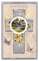 Easter Greetings Foiled Cross Doves Embossed UNP Unused DB Postcard R26 - £2.29 GBP