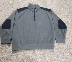 T. Harris London Gray Elbow Patch Quarter Leather Zip Fleece Pullover Sw... - $22.00