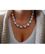 Diamond Clear Crystal Riviere Necklace Anna Wintour Chunky Collet Statement Art  - $173.00