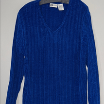 Faded Glory V-Neck Blue Sweater Cable-Knit - $9.80
