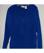 Faded Glory V-Neck Blue Sweater Cable-Knit - $180.07 MXN