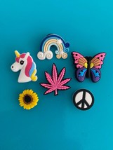 6 Shoe Charm Garden Butterfly Sun Flower Weed Leaf Plug Pin Button For Croc - £10.24 GBP