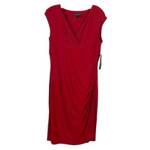Lauren Ralph Lauren Dress Womens Szie 16 Red Ruched Sleeveless Knee Length - £35.13 GBP