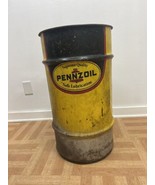 Vintage OIL BARREL Pennzoil advertising metal trash garbage can drum was... - £74.70 GBP