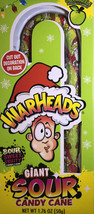 SHIPSAMEBUSDAY-Warheads Giant Sour Christmas Candy Cane Green Apple Flavor-NEW - £9.24 GBP