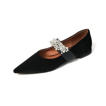 French Style Women Flats Elegant Ladies Pearls Shoes Spring Autumn Low Heel 1.5  - £89.00 GBP