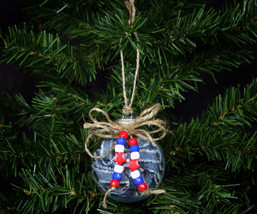 Handcrafted Recycled Denim Country Christmas Ball Ornament - £7.16 GBP