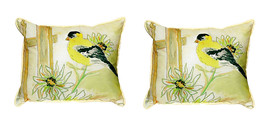 Pair of Betsy Drake Goldfinch Small Outdoor Indoor Pillows 11 Inch X 14 Inch - £54.79 GBP