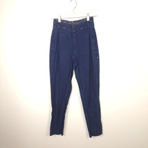 Vintage 80s Britannia Womens Jeans Blue Adjustable Waist Hi Rise Tapered Casual - $99.46