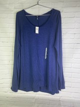 NEW Gap Long Sleeve Brushed Blue Soft Knit Flowy Tapestry Navy Shirt Wom... - $27.71