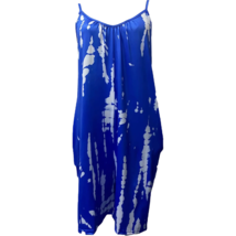 BoHo Romper Jumpsuit Size XXL / 14 Blue Tie-Dye Scoop Neck Spaghetti Str... - $16.83