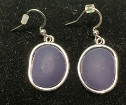 Vintage Blue And Silver Tone Dangle Earrings KG Beautiful Fashion Jewelry - $9.89