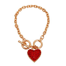 Gold Chain 3D Red Heart Bracelet - $30.49
