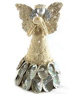 Hand Crafted Beach Theme Angel Tree Topper Sand &amp; Abalone Shells 6” Tall - $745.30 MXN