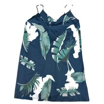 Ladies Swim Beach Cover Up Dress Womens Size L Floral Palm Leaf Blue Green - $13.52