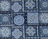 Cotton Bluesette Tiles Dark Blue Design Dutch Fabric Print by the Yard D... - £11.15 GBP