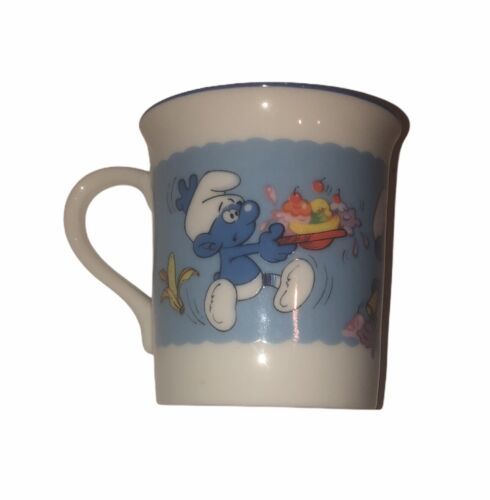 Primary image for Wallace Berrie & Co. Vintage 1982 Smurf’s Porcelain Mug Ice Cream Theme 