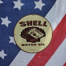 Vintage 1902 Shell Automobile Motor Engine Oil Fuel Porcelain Gas &amp; Oil Sign - £97.73 GBP