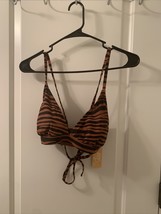 Womens Zebra Print Cross Tie Back Bikini Top Brown Black Kona Sol Choose Size - £22.70 GBP+