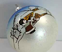 Hand Painted Christmas Glass Ornament Winter Scene Glitter Village Trim a Home  - £6.86 GBP