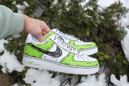 Custom Light Green Toon Air Force 1s – Cartoon Style GreenAF1 with Bold ... - $224.99