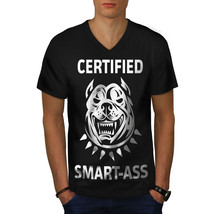 Smartass Bulldog Funny Shirt Pitbull Dog Men V-Neck T-shirt - £10.54 GBP