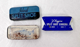 3 Vintage Fishing Split Shot Tins Mostly Full JC Higgins Ideal More - $16.89 CAD