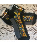 Handcrafted ~ Black &amp; Gray ~ Embellished w/Pearls ~ Lace ~ Floral ~ Ankl... - $20.00