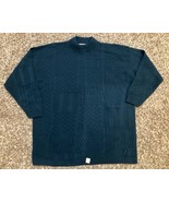 Vintage 90s Sweater Mens 50&quot; (XL) Teal Winter Grandpa Made in USA Relaxe... - $32.55