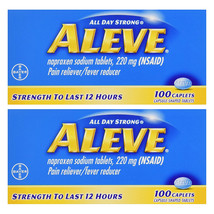 Pack of 2 New Aleve All Day Strong Pain Reliever, Fever Reducer, Caplet, 100 ct - $20.09
