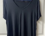Old Navy Luxe Short Sleeved V Neck T Shirt Womens Large Black Stretch Ca... - $12.23