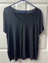 Old Navy Luxe Short Sleeved V Neck T Shirt Womens Large Black Stretch Capsule - £9.63 GBP