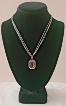 Vintage Kate Hines Signed Silver Tone Three Strand Chain Link Pendant Necklace - $149.99