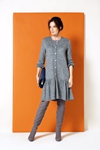 Button Down Wool Dress Made In Europe Bell Sleeves Gray Wool Jersey Dress M 8/10 - £110.97 GBP
