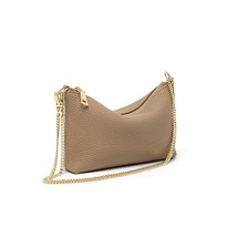 Genuine Leather Women Bag Custom Initials Zip Pouch Chain Shoulder Bag Female Pe - £45.43 GBP