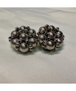 Vintage Silver Ball Cluster Clip Earrings Retro Textured Beads 60s State... - $404.04 MXN