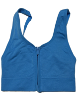 All In Motion Women&#39;s Small Seamless Zip-Front Sports Bra Blue - £13.61 GBP