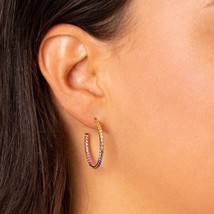 Natural 925 Sterling Silver rainbow sapphire hoop earrings, Best Birthda... - £67.11 GBP