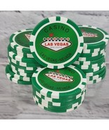 Casino Las Vegas Pocker Chips Lot Of 25 Green Weighted Quality Gambling  - $24.74