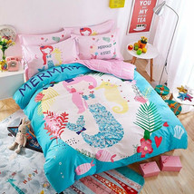 3pc 5pc. Mermaid Girls Twin Sngle Double Queen 100% Cotton Duvet Comforter Set - £94.72 GBP+