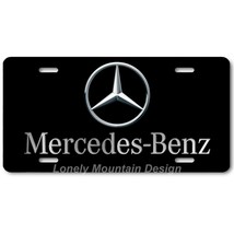 Mercedes-Benz Inspired Art Gray on Black FLAT Aluminum Novelty License Tag Plate - £13.02 GBP
