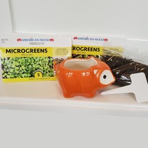 Fox Planter with Microgreens Seed Kit, gardening gift, ceramic animal planter image 4
