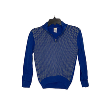 Gymboree Boys 1/4 Zip Pullover Sweater Size Medium (7-8) Blue With Gray Zig Zag - £12.50 GBP